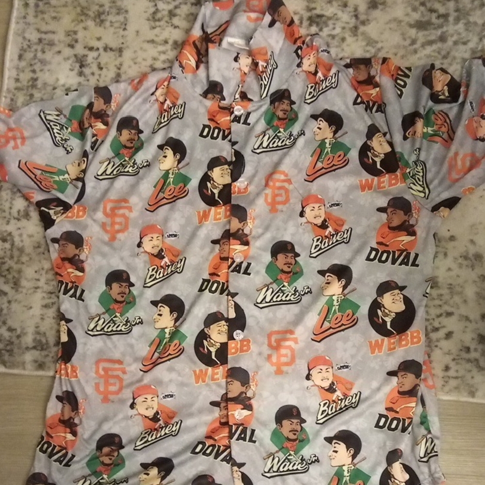 San Francisco Giants Themed Gray Casual Button Down Shirt